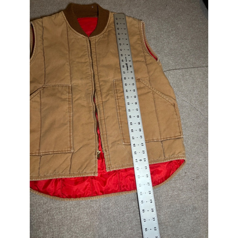 Walls Blizzard-Pruf Insulated Workwear Vest Tan Duck Canvas Red Lining Mens L - Picture 6 of 11